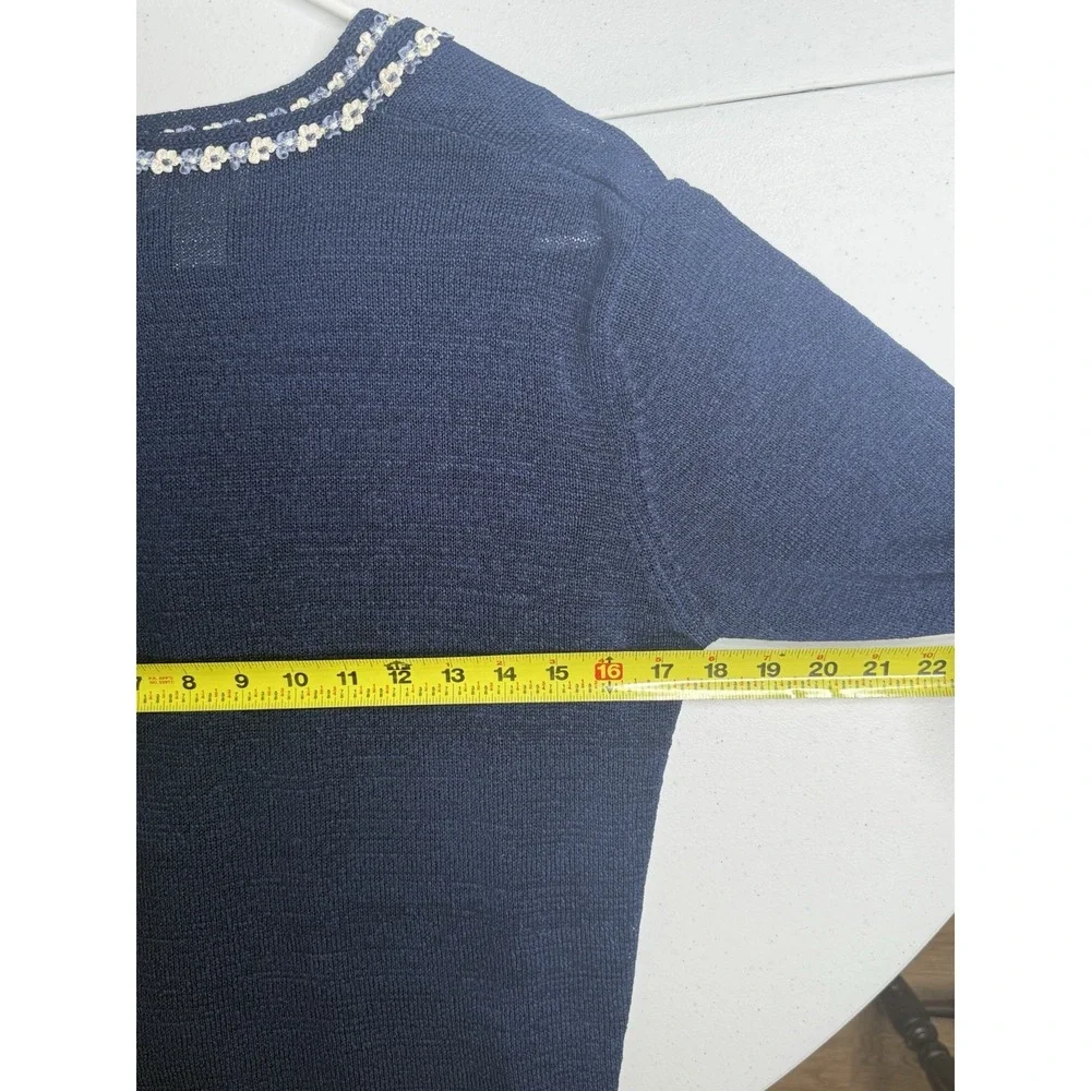 Vintage Jacobson's 2PC Sweater Set M Navy Sequin Cardigan Tank Top -3465